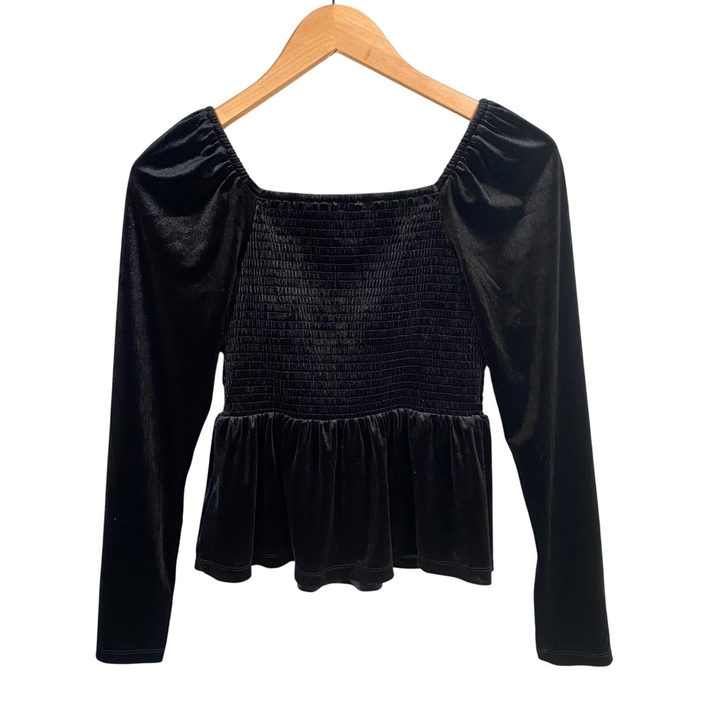Gap Babydoll‎ Top Womens XS Smocked Velvet Whimsigoth Dark Romantic Coquete Y2k